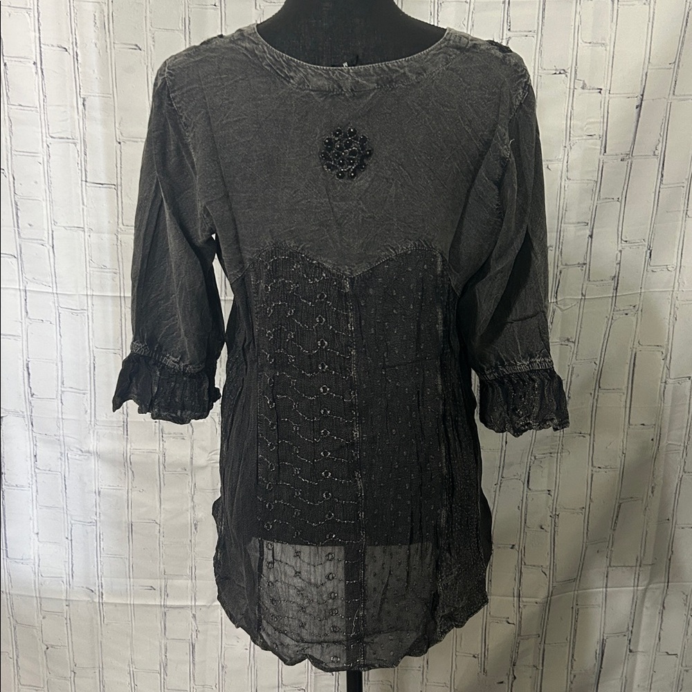 NWT Young Threads Chic Black Button-Up Women's Bl… - image 5